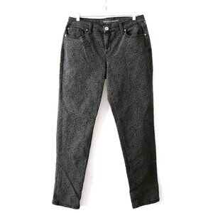 INC International Concept Gray Mid Rise Leopard Print Straigh Denim Size 10/30